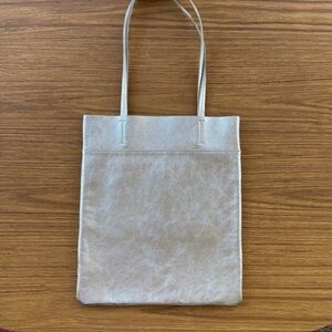 Madewell Silver Leather Tote Bag